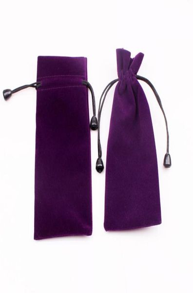 

5pcslot rectangle shape velvet bags 75x18cm jewelry cosmetic lipstick packaging pouches purple and black drawstring velvet bag5687870, Pink;blue