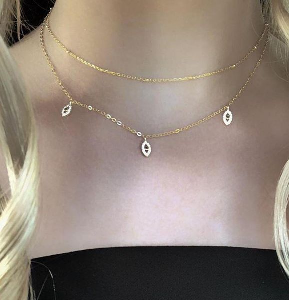 

chains dainty delicate jewelry tiny cute lucky cham drop 3 colors mini cz 2022 necklace real 925 silver for women1175220