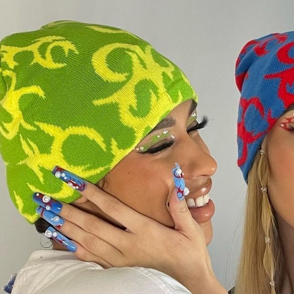 

beanie/skull caps fashion net red wool acrylic pullover hat ins y2k hip-hop grunge beanie funny street men women cap casual skullies outdoor, Blue;gray