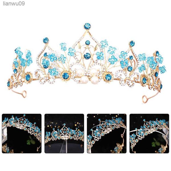 

little girl headbands crown party headdress hat 345x6cm young blue metal accessory bride l230704, White;golden
