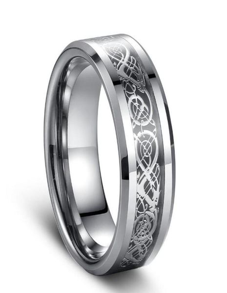 

siver dragon inlay tungsten carbide ring punk style fashion jewelry traditional culture dragon ring 8mm wide s for couples america2202483, Silver