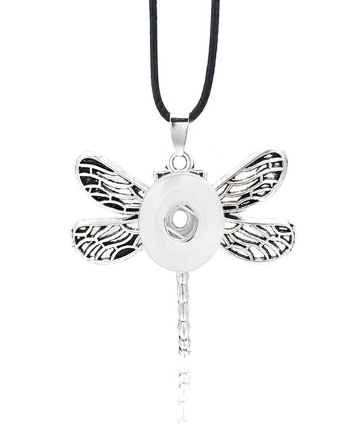 

fashion interchangeable flower dragonfly ginger necklace 032 fit 12mm 18mm snap button pendant necklace charm jewelry for women gi5264688, Silver