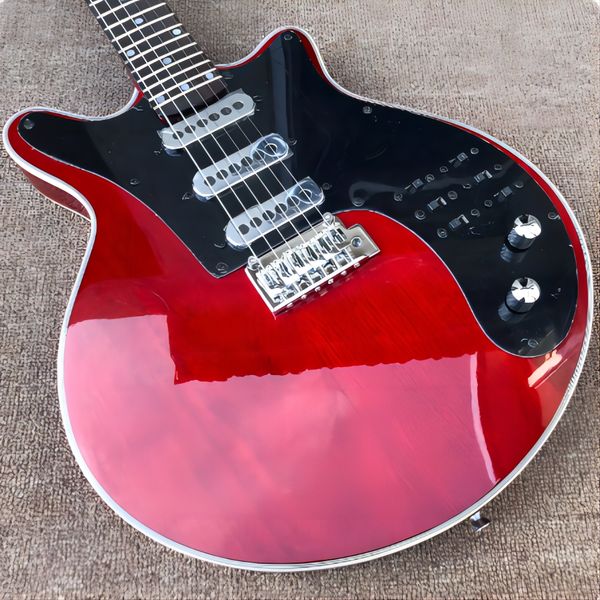 

signature brian may, special vintage cherry red 6-string electric guitar, truck and black switch bm01
