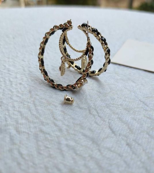 

metal hoop earring accessories with leather fashion c symbol retro designer earring8790566, Golden
