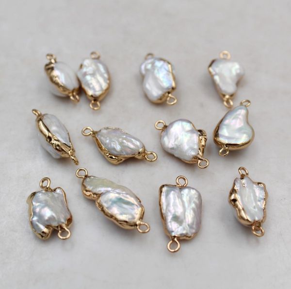 

10pcslot unique 14 k pleated copper rim irregular natural baroque freshwater pearl beads jewelry finds for earring bracelet makin8947529, Silver