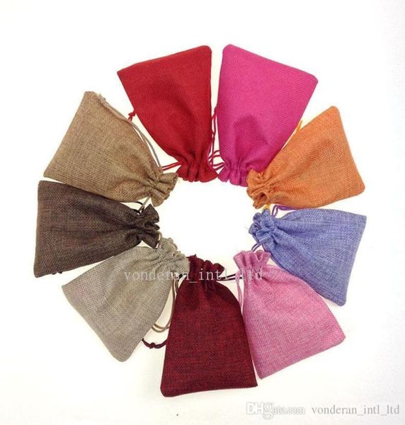 

1318cm linen fabric drawstring bag candy jewelry gift pouch package sack bags gift hessian bags burlap mobile power sack bags who4520110, Pink;blue