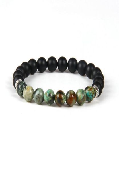 

new designs summer bracelet whole 10pcslot 8mm matte agate stone with african turquoise beads bracelets5713904, Black