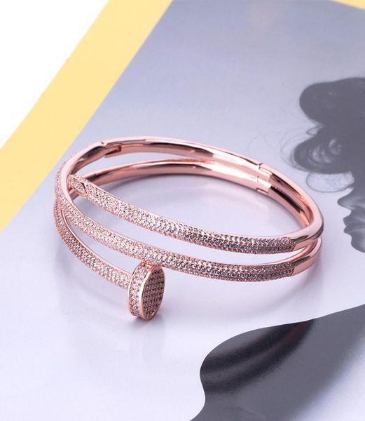 

fashion 2 row bracelets for women gold plated valentine039s day bangle bracelet full diamond bracelet jewelry for lover 17cm3135614, Black