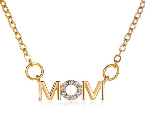 

fashion crystal letter pendant necklaces mom charm necklace mothers039 day jewelry the gift for mother1005560, Silver