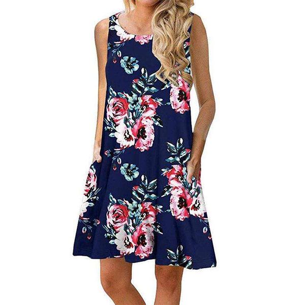 

summer womens flounced skirt floral round neck dress, Black;gray