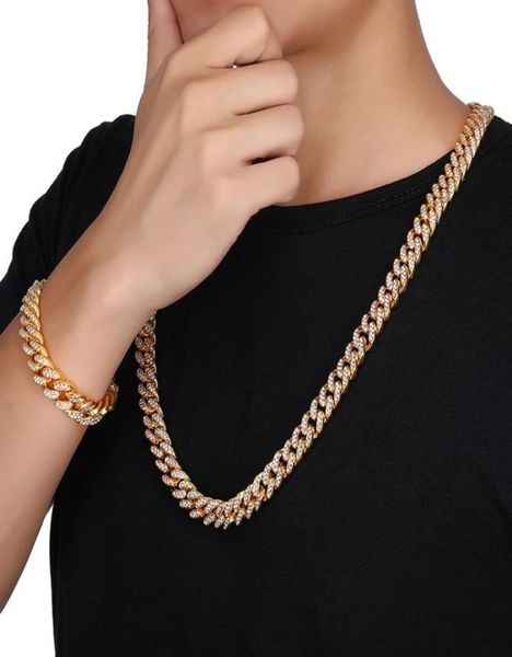 

us7 full ice out necklaces for men micro miami cuban chain choker necklace cuban link chain bundle rapper men fashion jewelry4245907, Silver