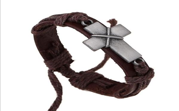 

cross small whole spot leather alloy jewelry bracelet christian cross bracelets bracelets with hand kka25731989235, Golden;silver