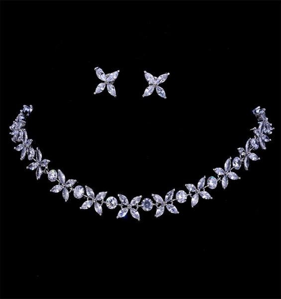 

emmaya zircons stunning crystal necklace and earrings luxury bridal party jewelry set for wedding evening gift 2201197515122, Black