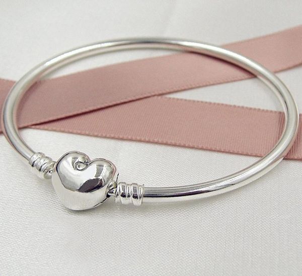 

womens 925 sterling silver bangles fashion classic hearts designer charms bracelets fit style beads fine jewelry lady gift with original box, Black