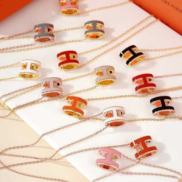 

aher max designer luxury h letter necklace women's 18k rose gold cnc precision enamel pendant collar chain jbxx, Silver