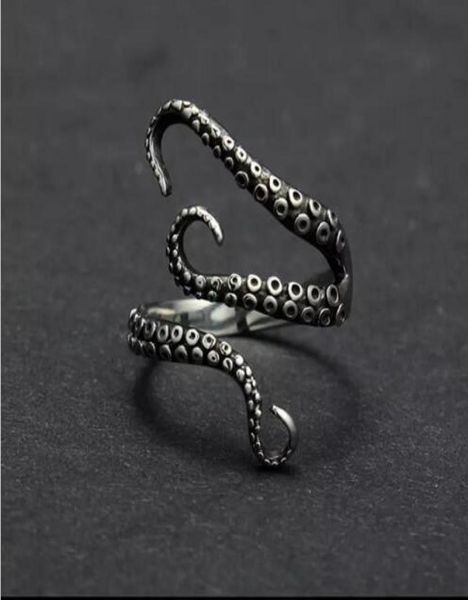 

zinc alloy punk style squid ocs ring 2017 new men039s jewelry animal opened adjustable finger ring for man1879053, Silver