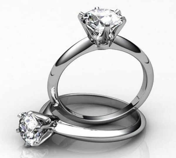 

whole handmade solitaire six claw luxury jewelry selling 925 sterling silver round cut white z cz diamond women weddin4803735, Slivery;golden