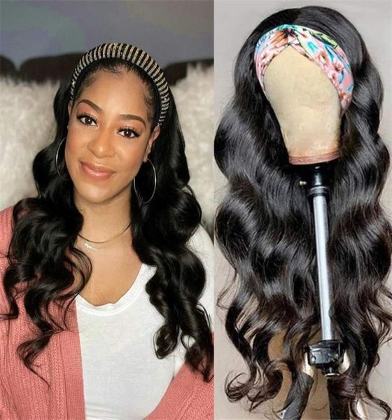 

hd2914 1824 inch kinky curly headband hair wigs remy brazilian scarf human for black women no glue sew in11425532