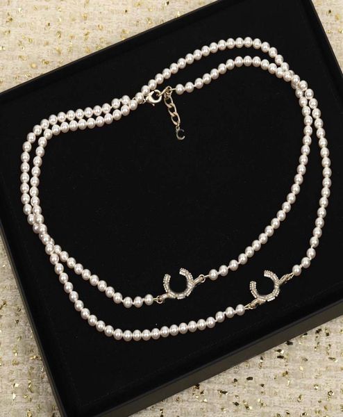 

2023 luxury quality charm pendant long sweater chain with nature shell beads have box stamp ps7461a5409626, Silver