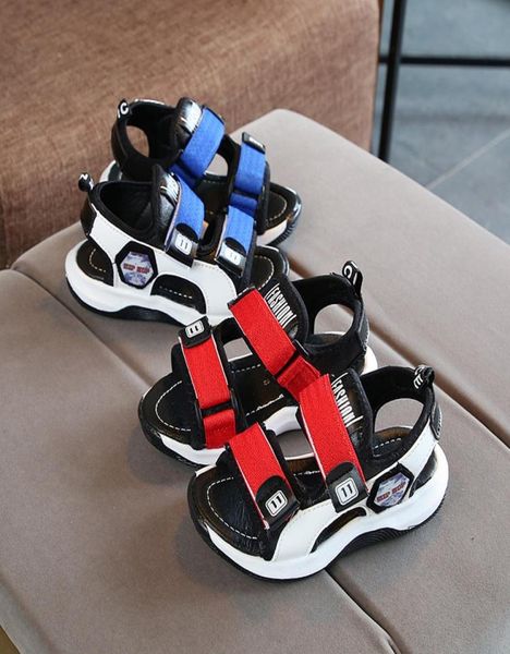 

summer boys leather sandals for baby flat children beach shoes kids sports soft nonslip casual toddler sandals 16 years7286773, Black;red
