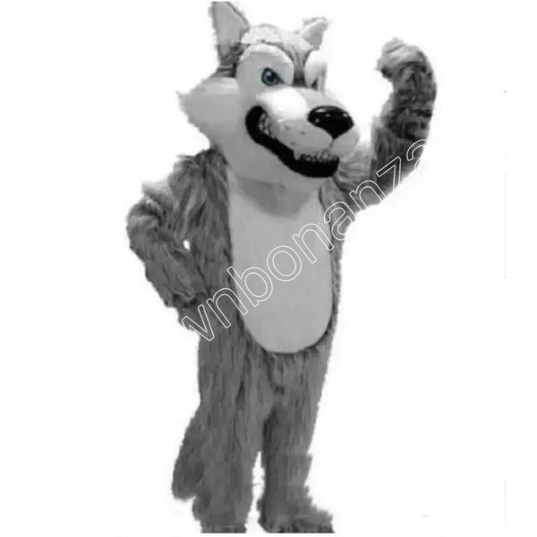 

long hair grey wolf mascot costumes cartoon fancy suit for animal theme mascotte carnival costume halloween fancy dress, Red;yellow