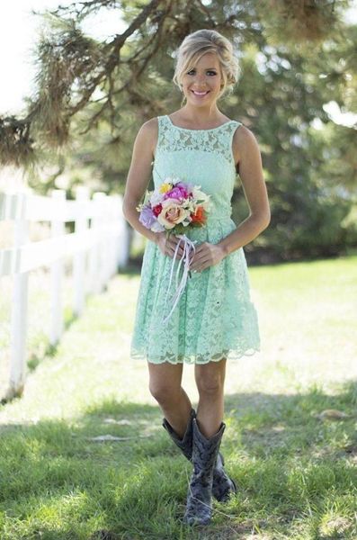 

bateau lace junior bridesmaid dresses mint green blue short party dresses summer spring for wedding maid of honor convertibl2197459, Blue;red