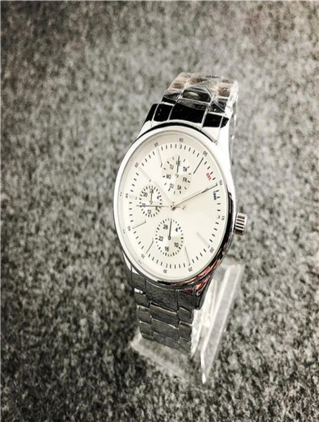 

new mens wear white classic fashion orologio di lusso stainless steel alloy gold men039s watch5430896, Slivery;black