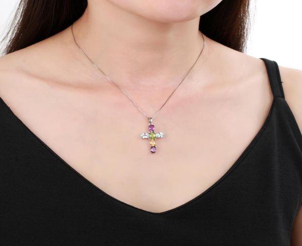 

gem039s ballet 925 sterling silver cross necklace for women natural amethyst z colorful gemstone pendant jewelry 20212482136