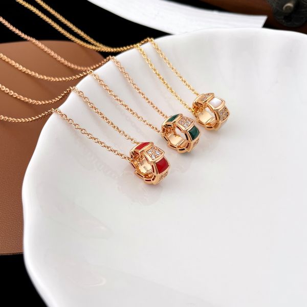 

luxury diamond pendant necklaces designer 18k gold plated chain mens snake bone pendant womens necklace jewelry gift, Silver