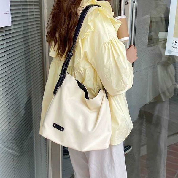 

large bag high-end feeling japanese and canvas women's bag trendy casual one shoulder student large capacity shopping bag trendy tote