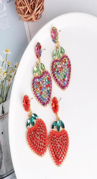 

fashionsnoops new arrival vintage rhinestone strawberry earrings for women jewelry fruit design crystal drop earrings6962229, Silver