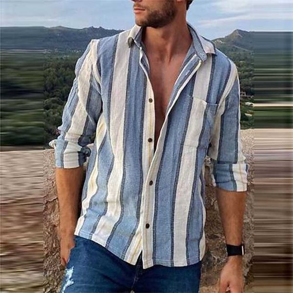 

men's shirt linen shirt striped graphic prints turndown outdoor street long sleeve print clothing apparel linen fashion streetwear desi, White;black
