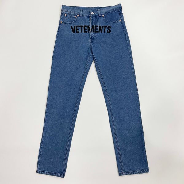 

men's jeans vetements embroidered jeans loose blue straight men women 1 1 vetements jeans 230715
