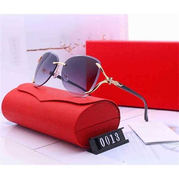

sunglasses 2023 designer inlaid diamond single beam trimming glasses gradient frameless sunglasseskajia new, White;black