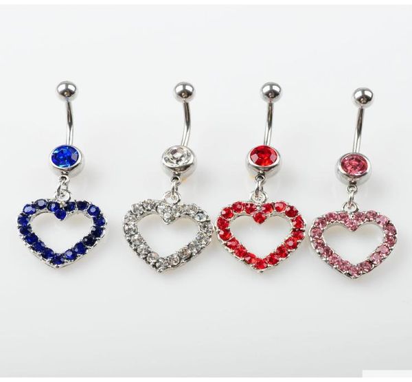 

4 colors heart style navel rings belly button body piercing jewelry dangle accessories fashion charms 10pcs lot jfb 3245 d6eyc8845189, Silver
