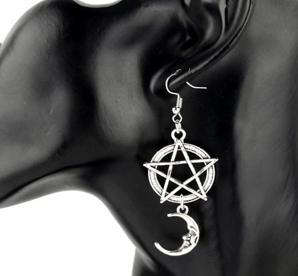 

2020 new fashion vintage pentagram moon dangle earrings handmade statement earrings women earrings8416901, Golden