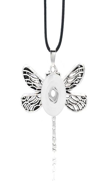 

fashion interchangeable flower dragonfly ginger necklace 032 fit 12mm 18mm snap button pendant necklace charm jewelry for women gi9594035, Silver