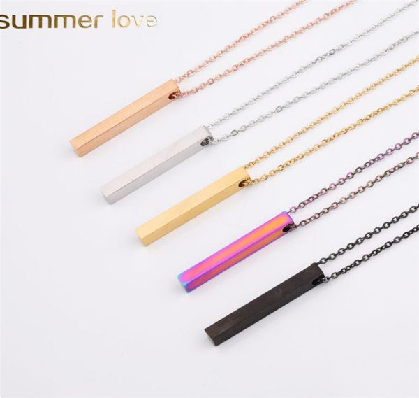 

polished stainless steel blank bar necklaces geometric square vertical long bar pendant necklace pendants diy customize jewelry 5 9042585, Silver