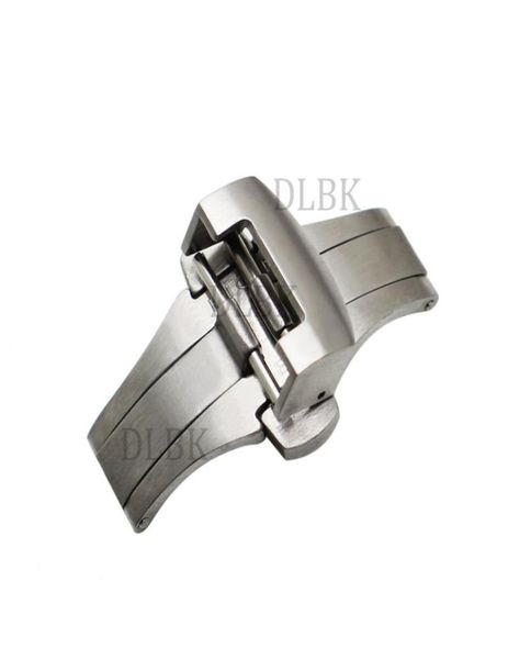 

watch accessories 20mm 22mm men women brushed stainless steel solid watch band deployment buckle strap belt clasps8003101, Black;brown