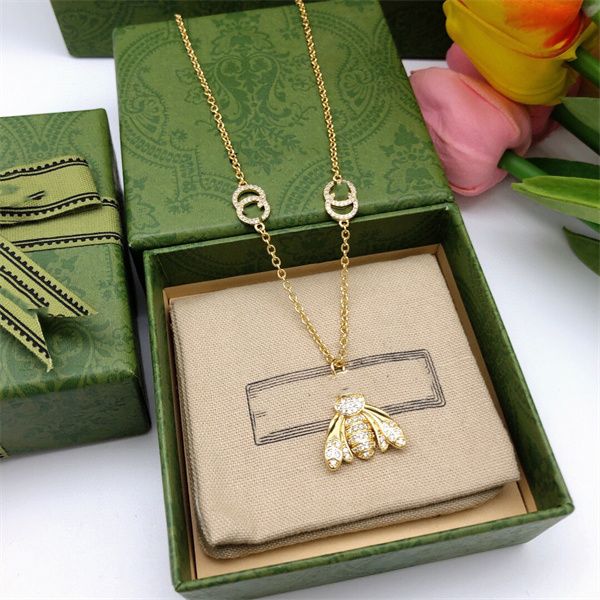 

gold designer pendant ggity necklace g jewelry fashion necklaces women gift double letter 53934, Silver