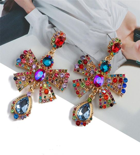 

luxury crystal drop studs earrings fashion iced out jewelry dangles bling rhinestone pearl lady big statement street party wedding1021228, Silver