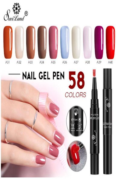 

saviland 58 colors gel nail varnish pen glitter polish hybrid dawdler uv nail art gel lacquer gel paint5808727, Red;pink