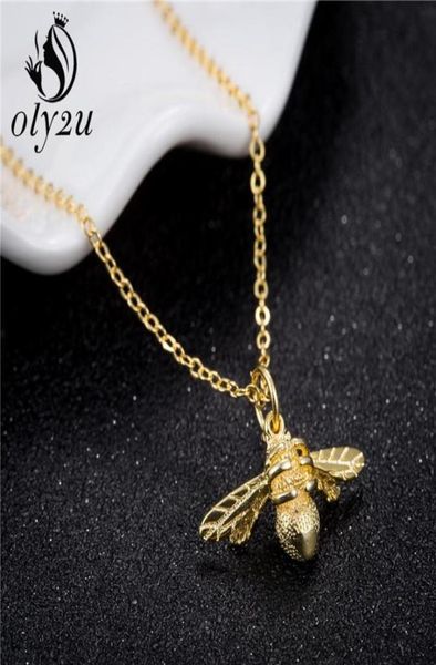 

oly2u fashion new cute bee necklace gold color honeybee pendant necklace for women valentine039s day gifts5052245, Silver