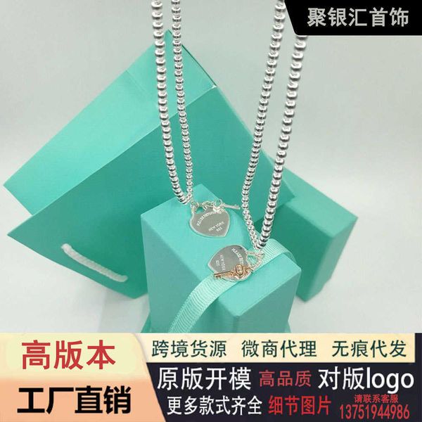 

designer ay tif925 silver v gold niche design fashion versatile love small key round bead necklace