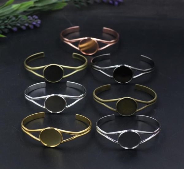 

65mm fit 20mm 25mm cabochon silver blank base jewelry rose gold bracelet tray bezel bronze wristband setting bangle7243491, Black