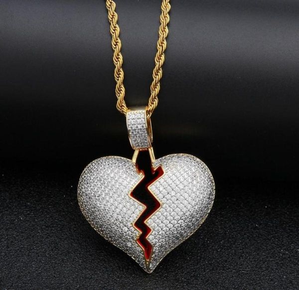 

solid broken heart pendant necklace for mens womens new fashion personality hip hop necklace couple jewelry94748404923561, Silver