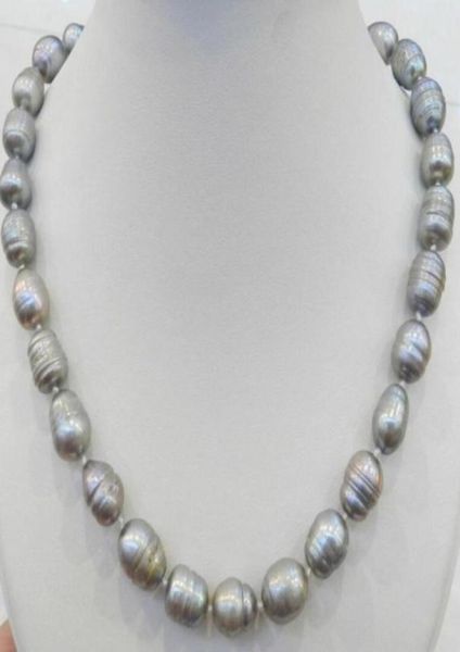 

18quot1112 mm round tahitian black green pearl necklace0127928354, Silver