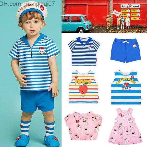 

clothing sets 2023 new summer bebe de pino children's set boys and girls casual t-shirt shorts children's solid polo neck dress se, White
