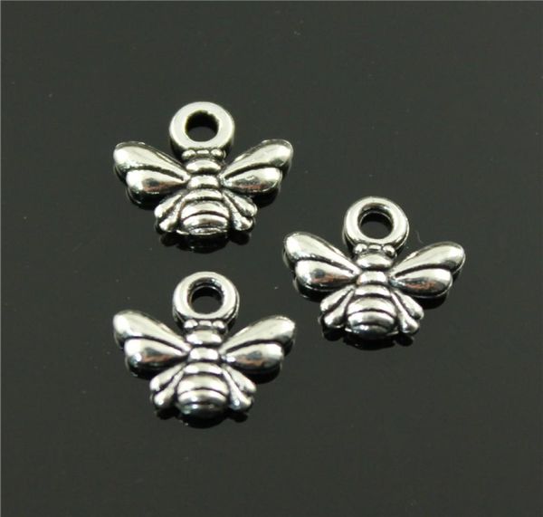 

500pcslot 1011mm vintage 2 colors antique silver antique bronze plated zinc alloy bee charms diy for handmade8118412, Bronze;silver