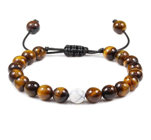 

tiger eye beads bracelet men charm natural stone braslet for women braided rope adjustable yoga bracelets jewelry gift pulseras4904913, Black